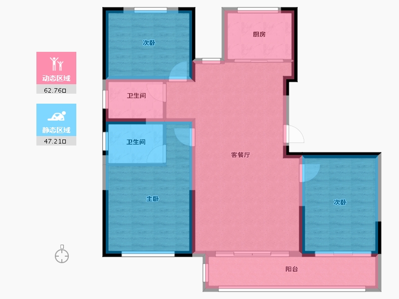 宁夏回族自治区-银川市-玉庭华府-107.36-户型库-动静分区