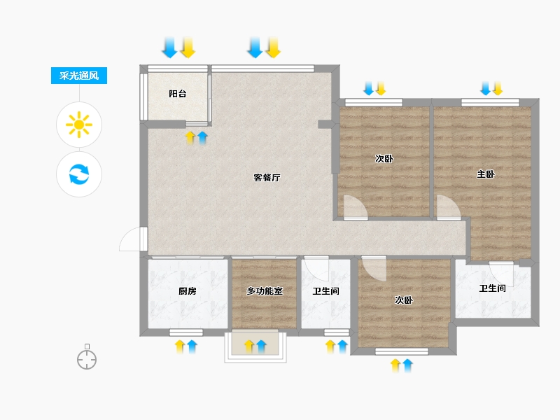 福建省-福州市-大东海晋棠府-71.00-户型库-采光通风