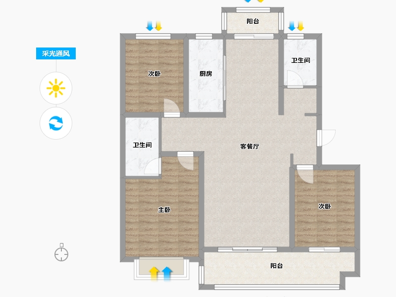 山东省-临沂市-正宇慧园C区-110.00-户型库-采光通风