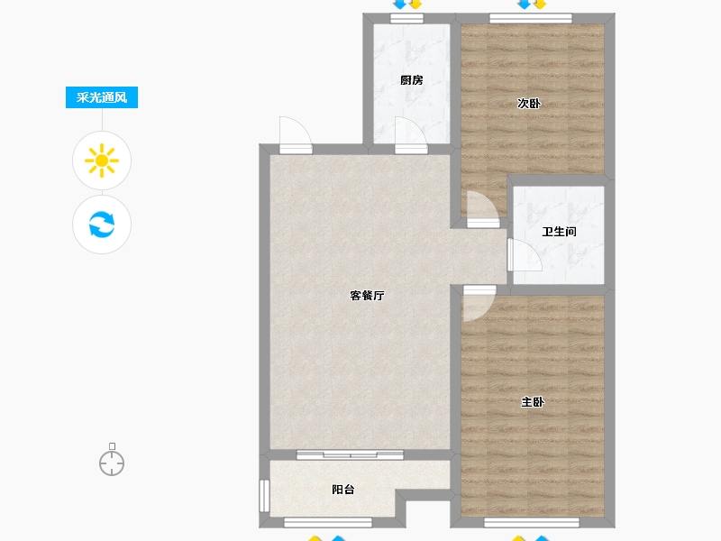 山东省-潍坊市-孚日岭南花园2期-81.60-户型库-采光通风