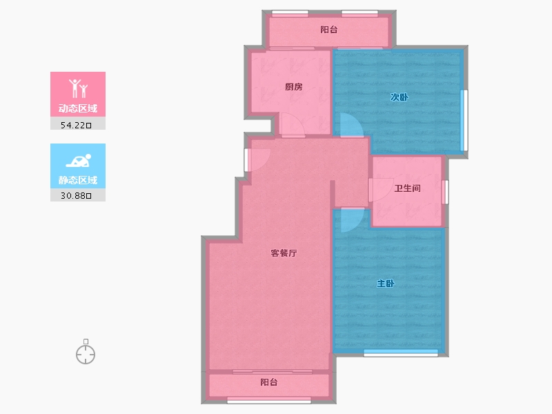 陕西省-西安市-锦绣天下一期-77.59-户型库-动静分区