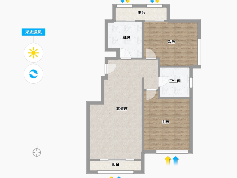 陕西省-西安市-锦绣天下一期-77.59-户型库-采光通风