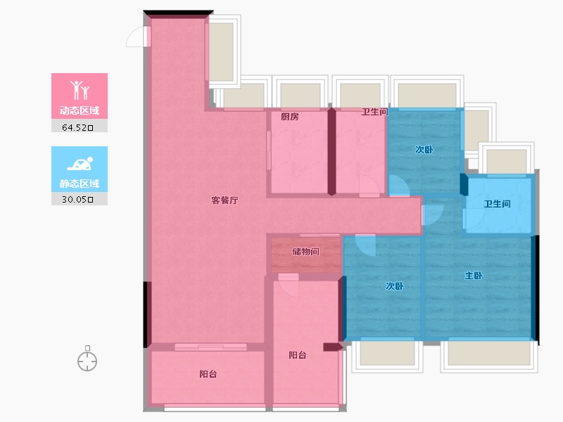 广东省-佛山市-城发灯湖悦园-84.00-户型库-动静分区