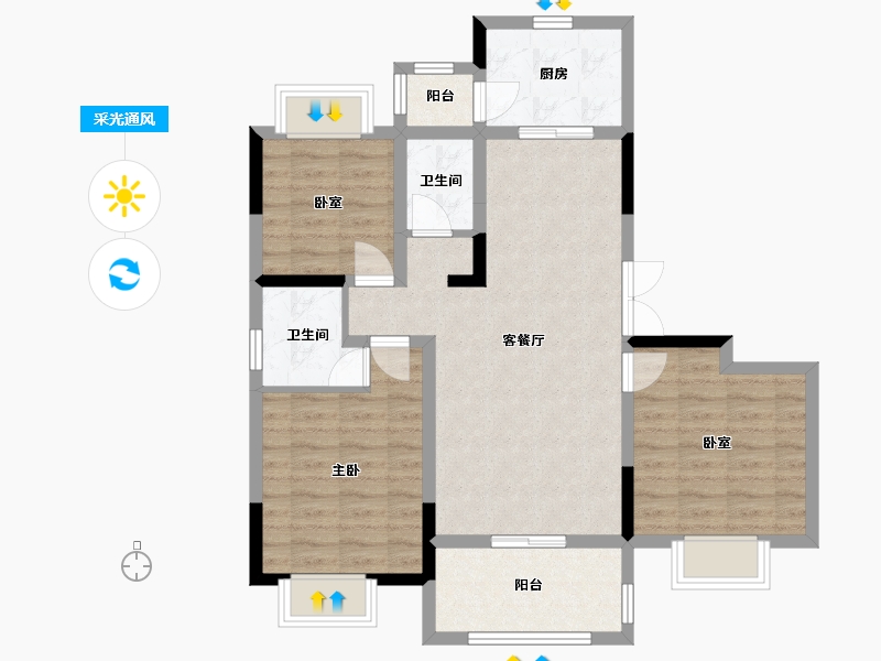 江西省-赣州市-金湾花苑-102.40-户型库-采光通风