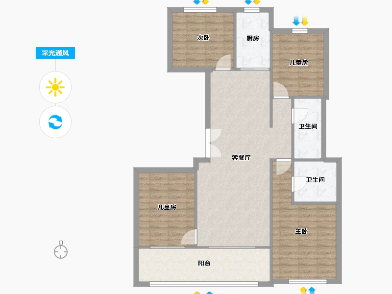 福建省-福州市-保利天悦-104.60-户型库-采光通风