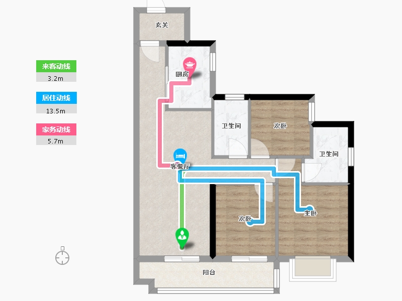 广东省-佛山市-泷景花园-六期-76.00-户型库-动静线