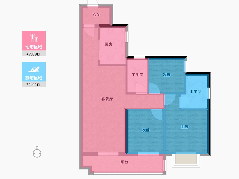 广东省-佛山市-泷景花园-六期-76.00-户型库-动静分区