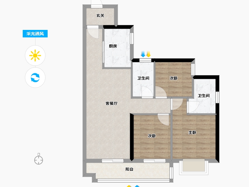 广东省-佛山市-泷景花园-六期-76.00-户型库-采光通风