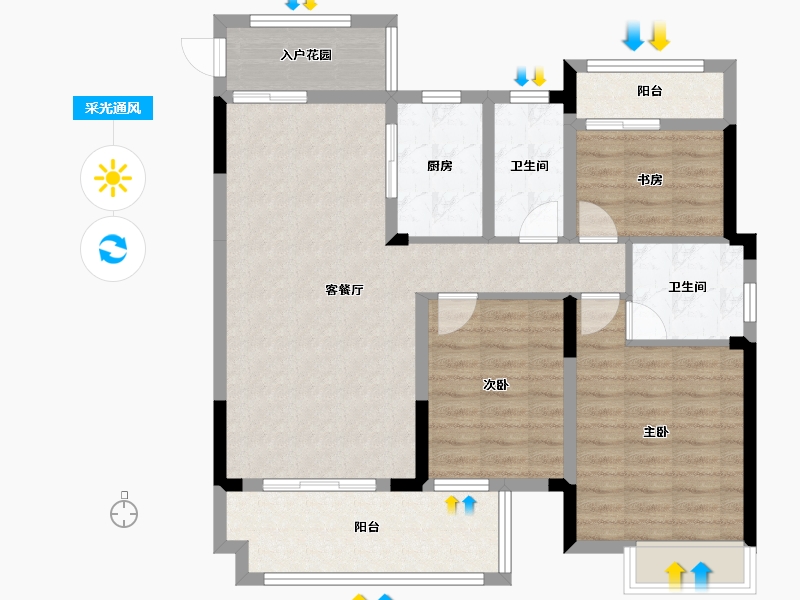 湖北省-黄石市-阳新铜锣湾广场-95.00-户型库-采光通风