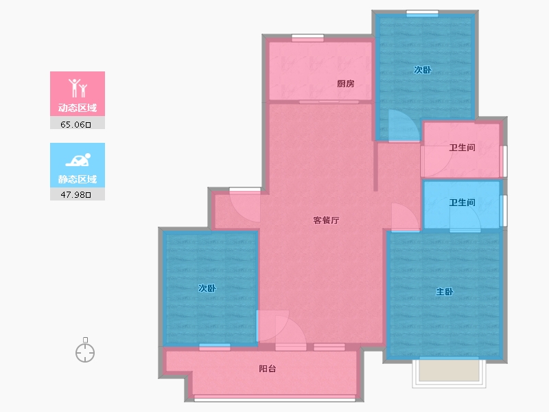 山东省-烟台市-马尔贝拉-二期-102.40-户型库-动静分区