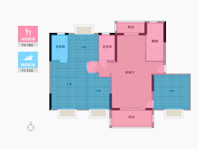 四川省-成都市-成都恒大滨河左岸-107.94-户型库-动静分区