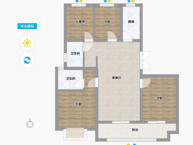 山东省-聊城市-融顺森林府邸-108.00-户型库-采光通风