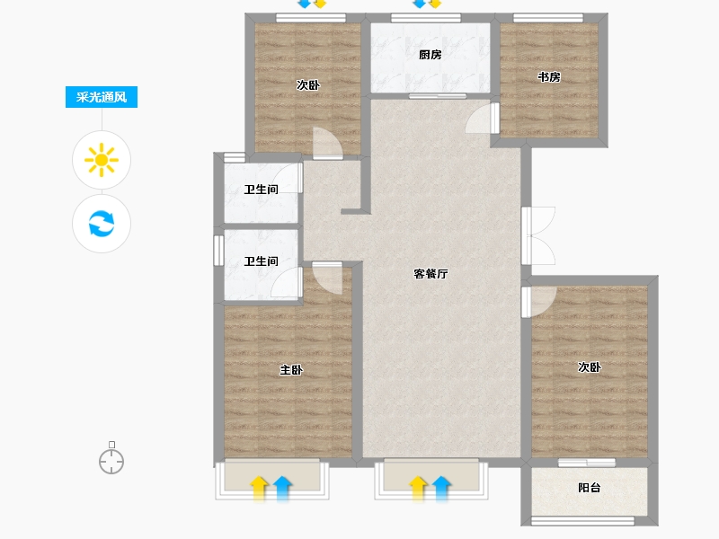 河北省-石家庄市-天成·云玺-116.77-户型库-采光通风