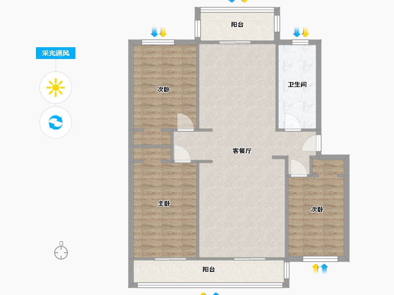 天津-天津市-静湖花园-104.80-户型库-采光通风