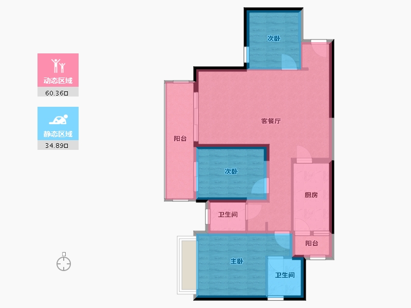 四川省-成都市-云上五号-89.60-户型库-动静分区