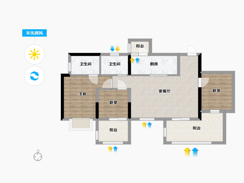 重庆-重庆市-中国铁建香漫溪岸-76.27-户型库-采光通风