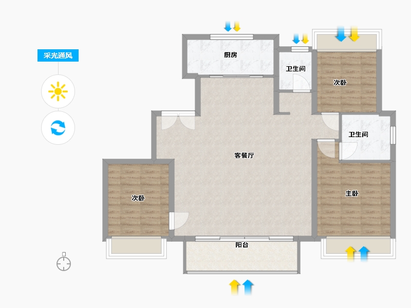 山东省-临沂市-壹号院-107.07-户型库-采光通风