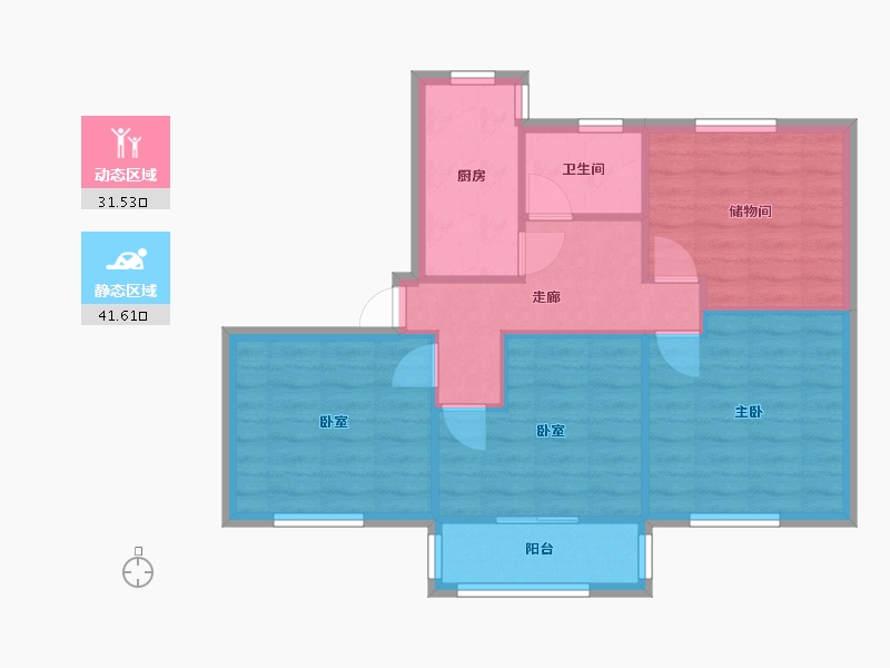 黑龙江省-鹤岗市-水湾B区-70.00-户型库-动静分区