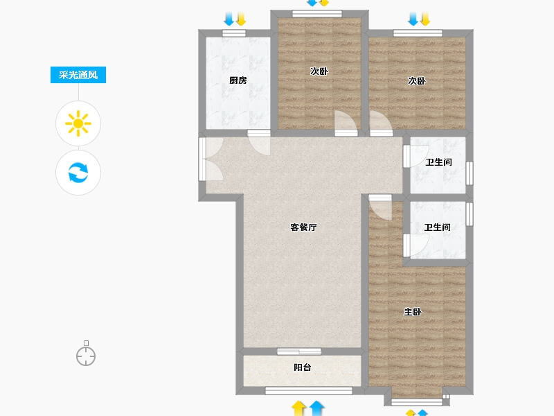 河北省-邯郸市-翰林书苑-96.00-户型库-采光通风