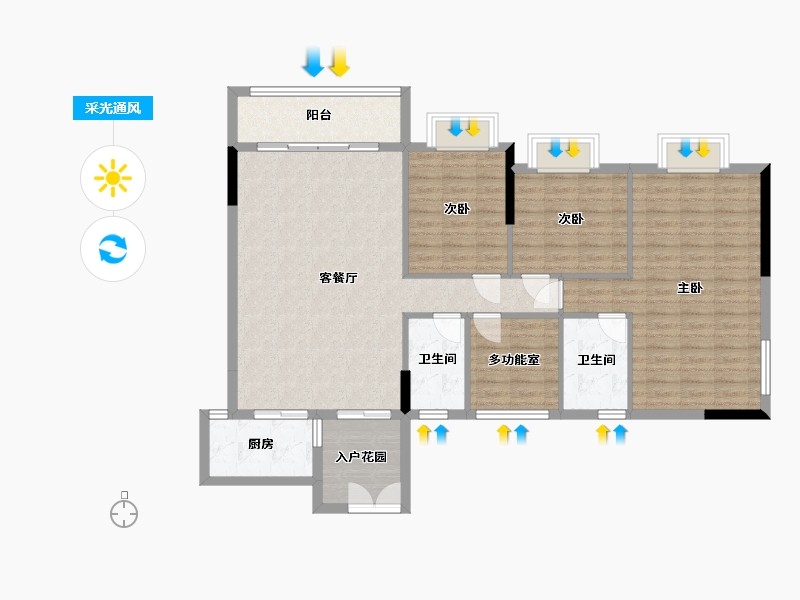 贵州省-贵阳市-物流园小区-125.00-户型库-采光通风