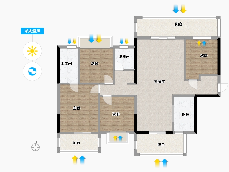 广西壮族自治区-南宁市-五象澜庭府小区-112.00-户型库-采光通风