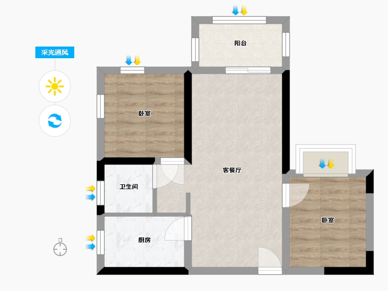 四川省-攀枝花市-阳光城二期-52.00-户型库-采光通风