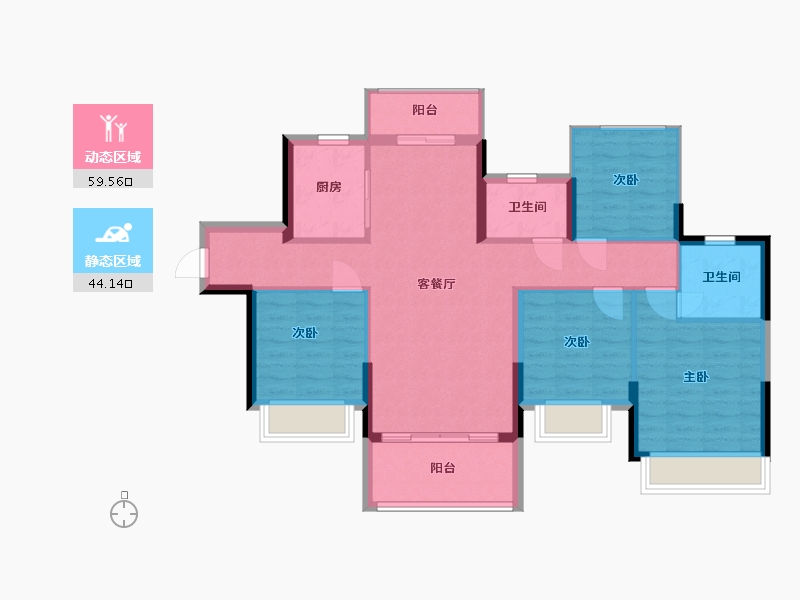 广西壮族自治区-玉林市-东湖一号-98.40-户型库-动静分区