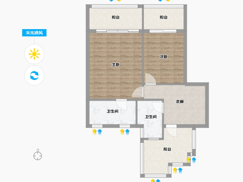 江苏省-苏州市-湖悦天境-64.00-户型库-采光通风