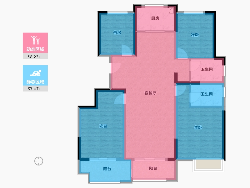 江苏省-连云港市-万象琴岛壹号院-111.60-户型库-动静分区