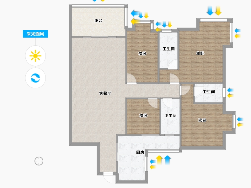 广东省-清远市-领秀瑞城-126.73-户型库-采光通风