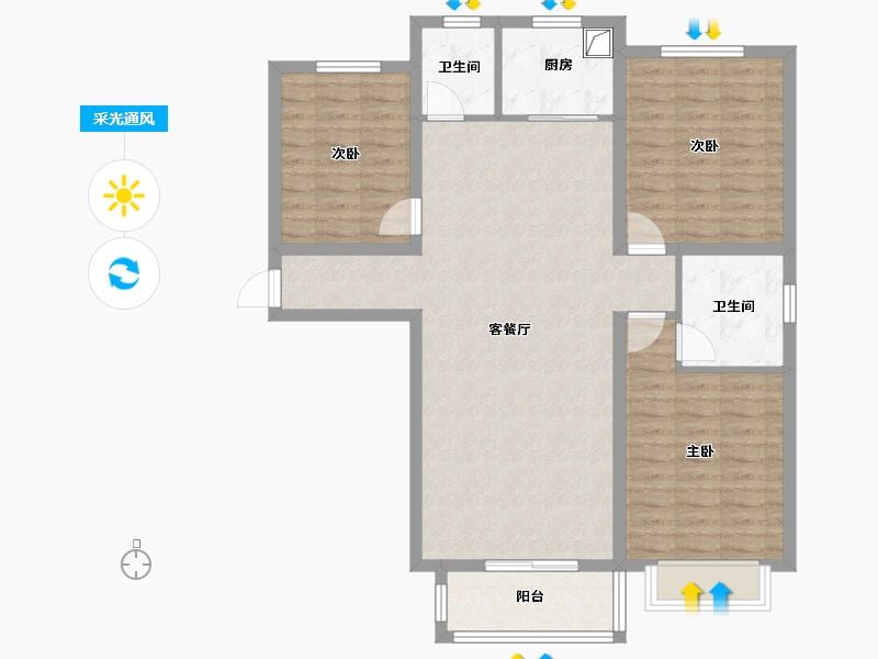 河北省-邢台市-银世纪-109.97-户型库-采光通风