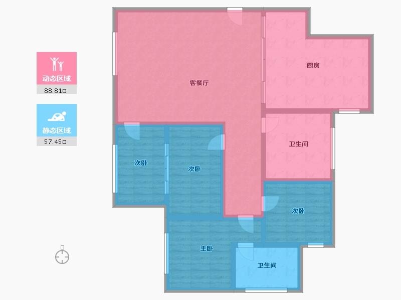 四川省-宜宾市-三江厂宿舍-132.00-户型库-动静分区