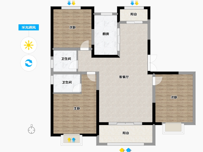 河南省-安阳市-张庄小区-114.32-户型库-采光通风