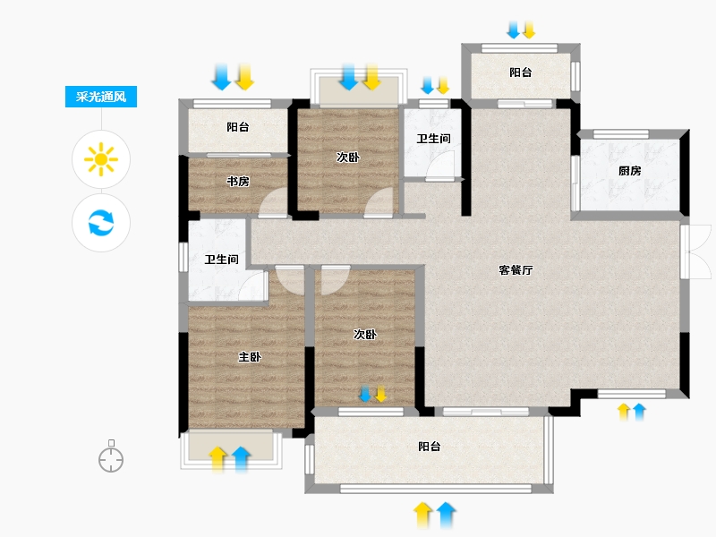 湖南省-郴州市-湖南建工东玺台-119.42-户型库-采光通风