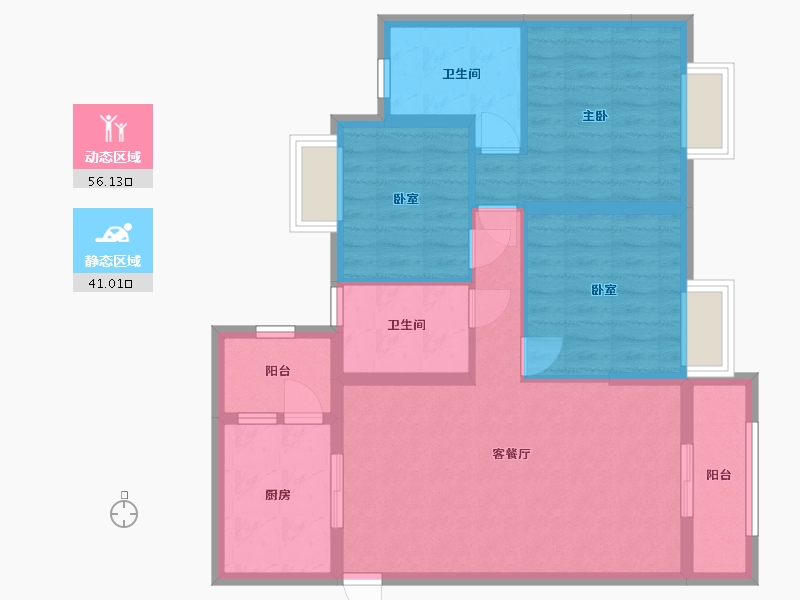 广东省-中山市-旗山华庭-86.40-户型库-动静分区