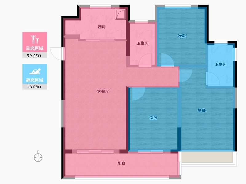 安徽省-宿州市-泗县绿城深蓝中心-96.80-户型库-动静分区