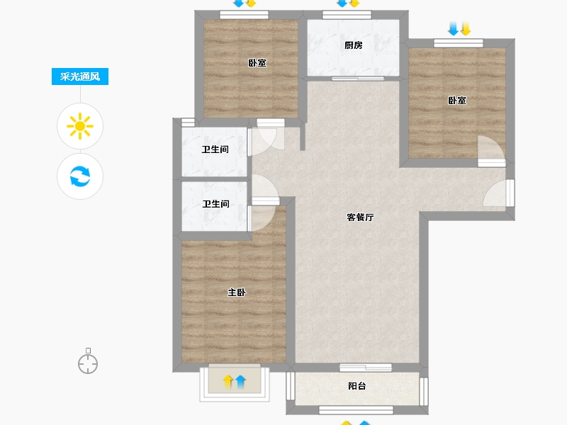 河北省-保定市-欧陆园-88.00-户型库-采光通风