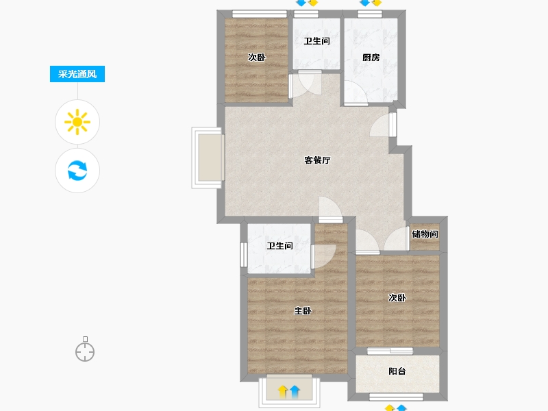 浙江省-杭州市-埠印贤府-79.30-户型库-采光通风