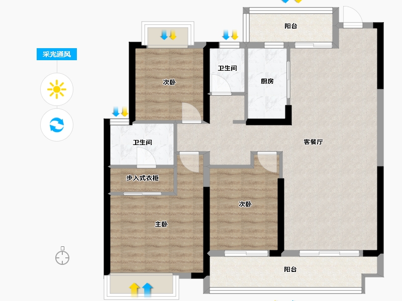 湖南省-长沙市-融创会展上东区-107.00-户型库-采光通风