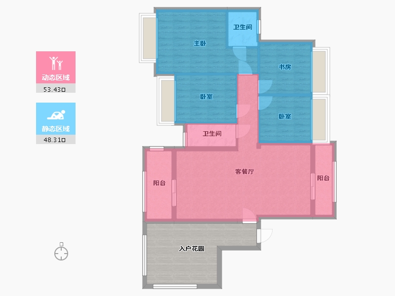 贵州省-黔东南苗族侗族自治州-榕郡壹品-110.57-户型库-动静分区