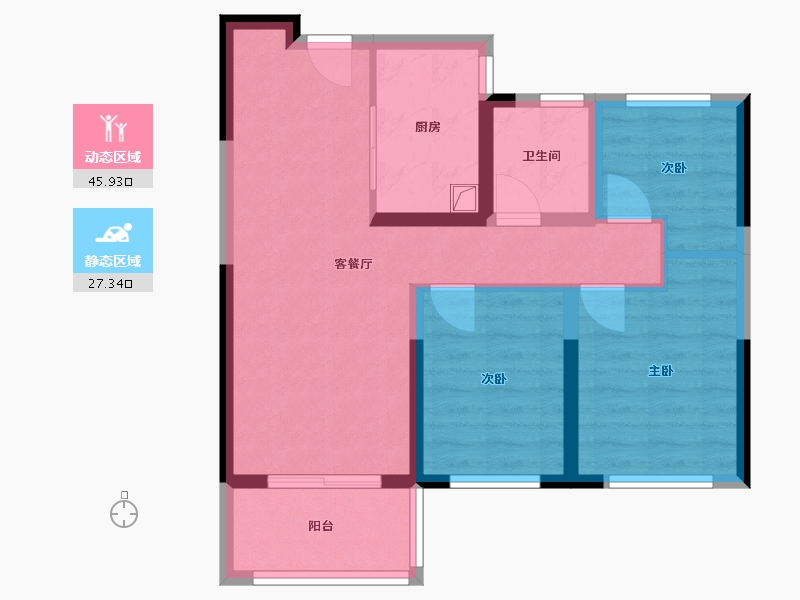 河南省-郑州市-永威西郡-瑞和苑-64.54-户型库-动静分区