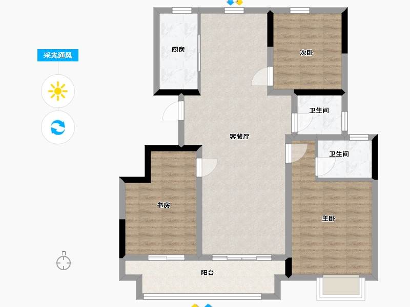 安徽省-宿州市-翡翠森林-94.40-户型库-采光通风