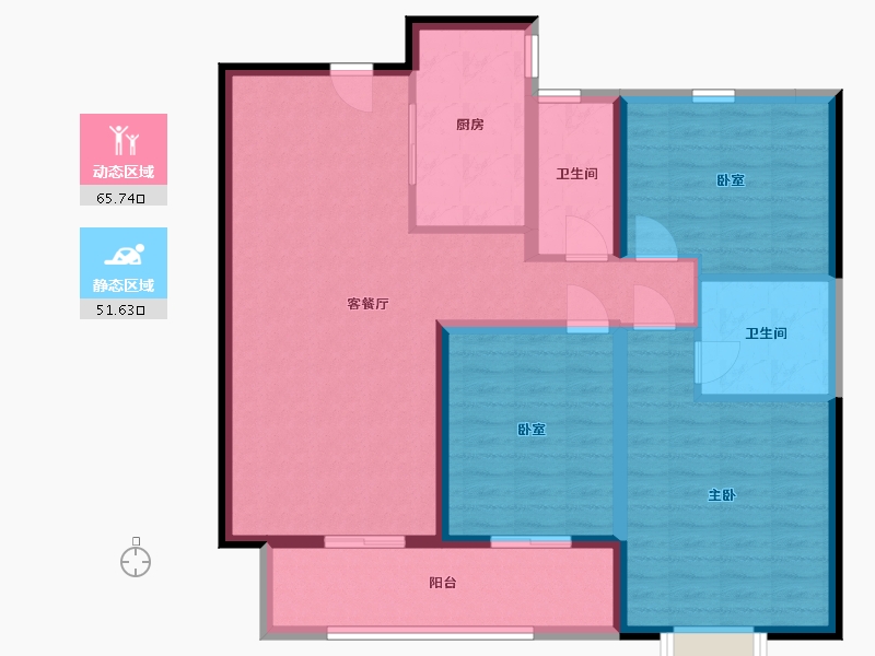 河北省-邢台市-奎山锦泰城-105.60-户型库-动静分区