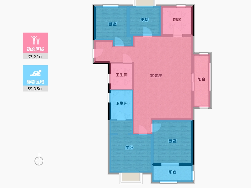 浙江省-温州市-彩虹湾-105.34-户型库-动静分区