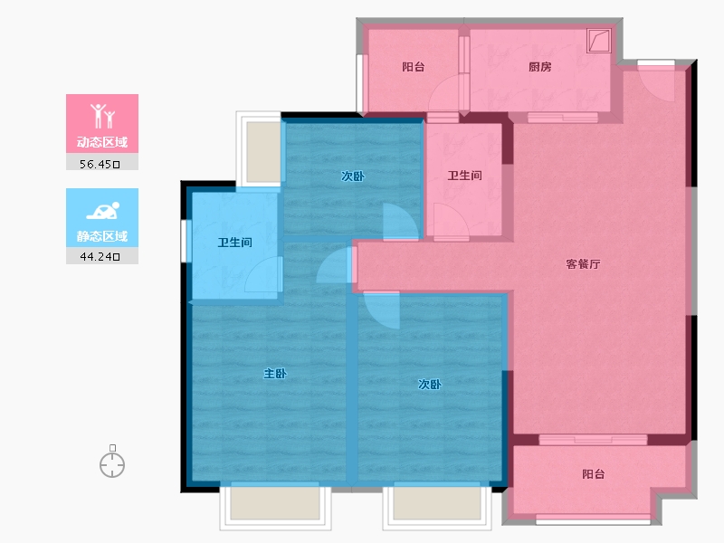 重庆-重庆市-秀湖鹭岛-89.26-户型库-动静分区