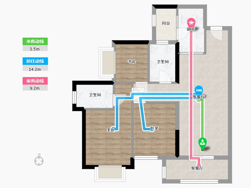 广西壮族自治区-南宁市-奥园瀚德棠悦府-75.50-户型库-动静线