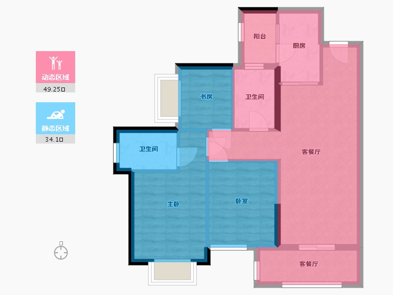 广西壮族自治区-南宁市-奥园瀚德棠悦府-75.50-户型库-动静分区