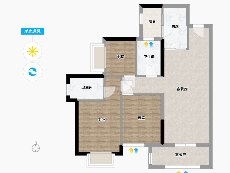 广西壮族自治区-南宁市-奥园瀚德棠悦府-75.50-户型库-采光通风