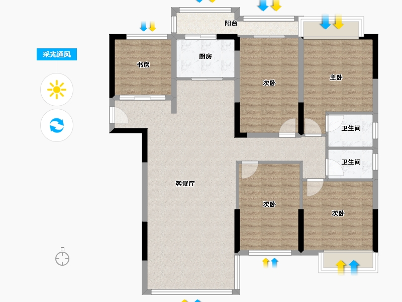 广西壮族自治区-玉林市-鑫盟公园丽景-128.00-户型库-采光通风