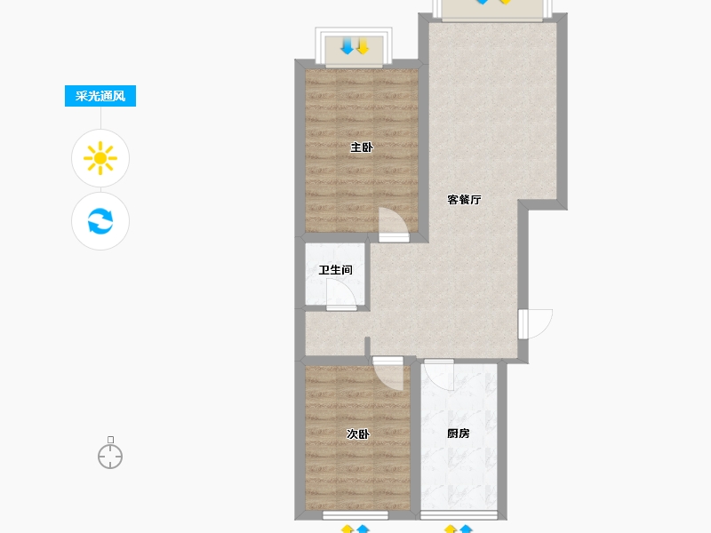 内蒙古自治区-通辽市-北京观筑-75.18-户型库-采光通风